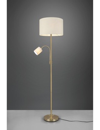 [TRIO403900208] Piantana Hotel Ottone Paralume Tessuto Crema Spot Lettura Trio Lighting