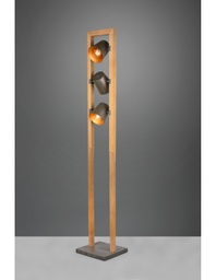 [TRIO401900367] Piantana Legno Vintage 3 Spot Cono Orientabili Metallo Nichel Bell Trio Lighting