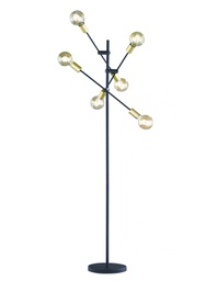 [TRIO406700632] Piantana Minimal 6 Luci Orienabili Cross Nero e Oro Trio Lighting
