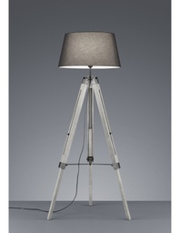 [TRIOR40991011] Piantana Moderna Treppiede Legno Tessuto Grigio Tripod H143 cm Trio Lighting