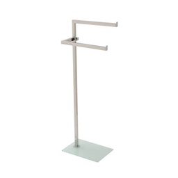[1934408] Piantana porta asciugamani cromata con bracci e base in vetro bianco
