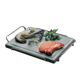 [ODS40/50/SP] Piastra ollare in pietra naturale con supporto pieghevole Ompagrill DS40-50 SP 50x40 cm