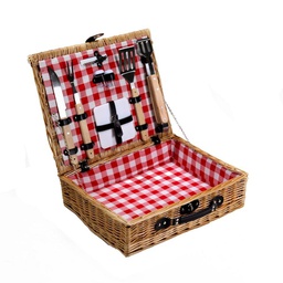 [V2409030000] Pic-nic vimini campagna con accessori barbeque cm50x40h14