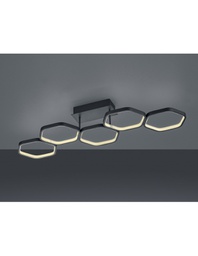 [TRIOR62055142] Plafoniera Led Dimmerabile Vigo 5 Esagoni L90 cm Antracite Trio Lighting