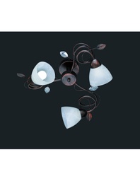 [TRIO600700328] Plafoniera Rustica 3xE14 Traditio Ruggine Coppe Vetro Bianco Ø61 cm Trio Lighting