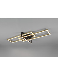 [TRIO620310308] Plafoniera Salinas 3 Rettangoli Led 34w Oro-Nero L100 cm Dimmerabile Trio Lighting