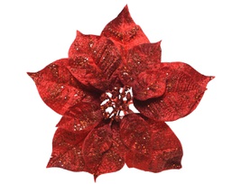[20102590] Poinsettia su clip glitterato – 26x26x7 cm