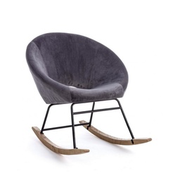 [B0743487] Poltrona a dondolo Annika effetto velluto grigio scuro