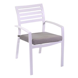 [V6450490000] Poltrona alluminio Boston bianco con cuscino grigio