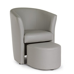 [B0743345] Poltrona con Pouf grigio chiaro in similpelle stile design