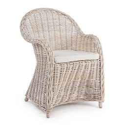 [B0691621] Poltrona con cuscino new bianco in fibre naturali