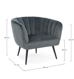 [B0748200] Poltrona grigio metallo e velluto Avril
