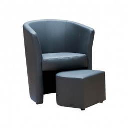 [EFFEZ42281] Poltrona imbottita rivestita in ecopelle grigio e pouff estraibile 64x63xh.76 EFFEZ