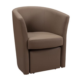 [EFFEZ44056] Poltrona imbottita rivestita in ecopelle tortora e pouff estraibile 64x63xh.76 EFFEZ