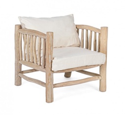 [B0680530] Poltrona in Teak Naturale con Cuscini in Cotone Sahel 