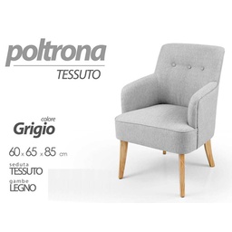 [GIC761287] Poltrona in tessuto da camera o salotto piedi legno cm 60 x 65 x 85 h grigio