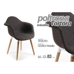 [GIC737541] Poltrona in tessuto tortora piedini in legno poltroncina casa ufficio