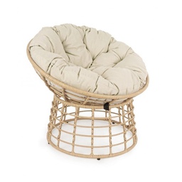 [1916023] Poltrona per esterno in fibra Naturale con cuscino MOLLY diametro 69x92x h78 cm