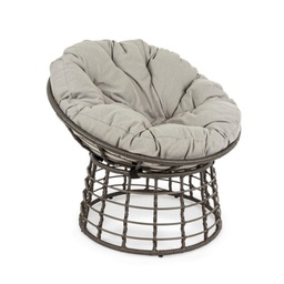 [B0661691] Poltrona per esterno in fibra naturale Grigio con cuscino MOLLY diametro 69x92x h78 cm