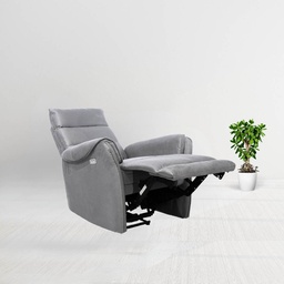 [FZ100066] Poltrona reclinabile elettrica effetto nabuk grigio chiaro  82 x 98 x 109 cm