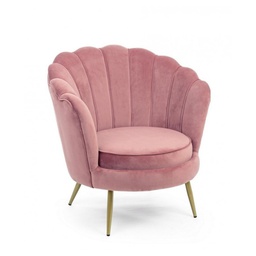 [B0743684] Poltrona retro in velluto rosa pavone cm 80 x 76 x 84 h