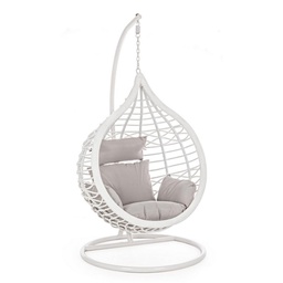 [B0661735] Poltrona sospesa bianco con cuscino in fibra sintetica