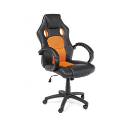 [B5710244] Poltrona ufficio con bracciali Racing nero-arancio in similpelle
