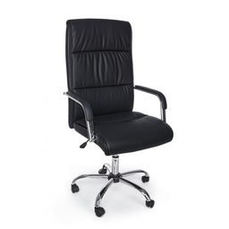 [B5710246] Poltrona ufficio con braccioli Queensland in ecopelle nero