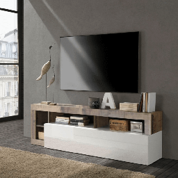 [FZ95091] Porta TV Mogol bianco lucido pero 184x42x58H