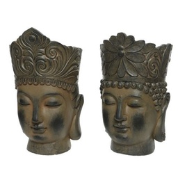 [20041862] Porta Vaso Testa Buddha Marrone 23X25X36Cm
