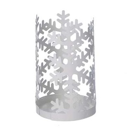 [V5925830000] Portabicchiere metallo fiocco neve bianco tondo cm ø8h20