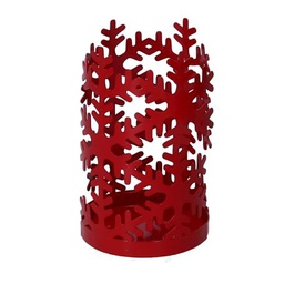 [V5925900000] Portabicchiere metallo fiocco neve rosso tondo cm ø8h20