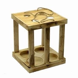 [V50226700RU] Portabottiglie vino legno rustico cm22,2x22,3h25,5