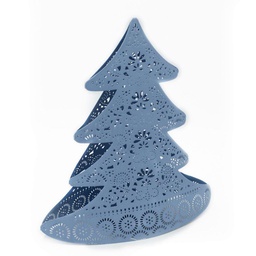 [V7019740000] Portacandele albero metallo azzurro cm25x13h28