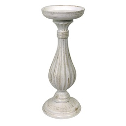 [V6182880000] Portacandele candelabro legno bianco cmø11h28