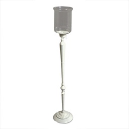 [V7016320000] Portacandele ferro bianco cm21x21h115
