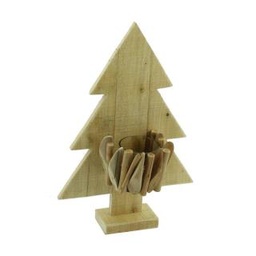 [V6082530000] Portacandele legno albero 1p cm25x7,5h38