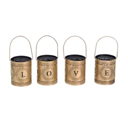 [V6077390000] Portacandele metallo oro nero love 4 pezzi 1p cmø8h10