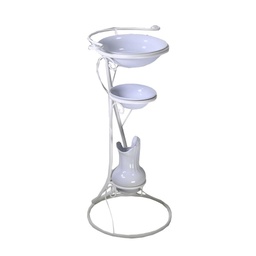 [V6441780000] Portacatino metallo con ceramica crema cm 47x39