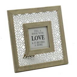 [V3312330000] Portafoto da tavolo legno e metallo bianco quadro cm24x1h24