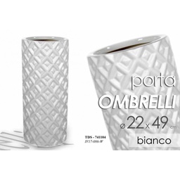 [GIC741104] Portaombrelli in ceramica bianco design cm 22 x 49 h
