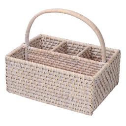 [V1726060000] Portaposate rattan algarve bianco rettangolare cm26x20h11/22