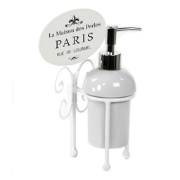 [V6214130000] Portasapone liquido metallo ceramica paris bianco cm 14x12h23