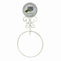 [V6214470000] Portasciugamani a muro metallo lavanda bianco anello cm 19