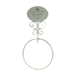 [V6214150000] Portasciugamani a muro metallo paris bianco anello cm 20x6h38