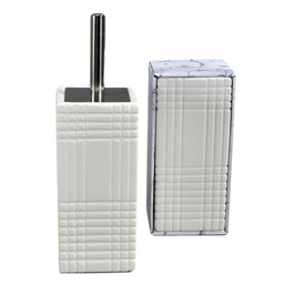 [V6215070000] Portascopino ceramica bianco intreccio quadro cm 10x10h24/34
