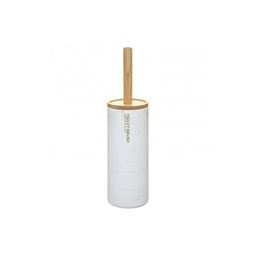 [19921629] Portascopino in palstica e bamboo Bianco diametro 10,5x h38 cm