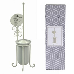 [V6214230000] Portascopino metallo paris bianco cm 14x15h51