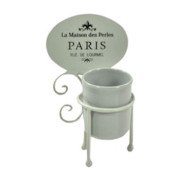 [V6214140000] Portaspazzolini metallo ceramica paris bianco cm 13