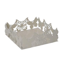 [V5926250000] Portatovaglioli metallo farfalla crema quadrato cm16,5x16,5h6